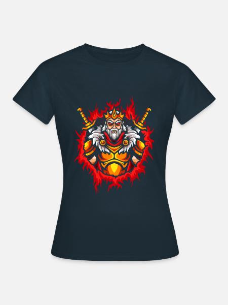 Monarch mit Halbtonfeuer-Hintergrund - Frauen T-Shirt - Navy