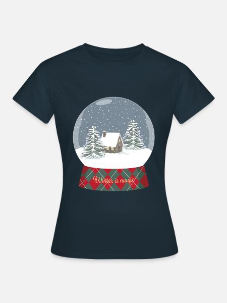 Glaskugel mit Schnee - Frauen T-Shirt - Navy