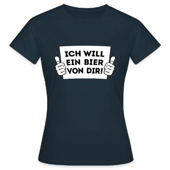 Ich will ein Bier von Dir - Daumen hoch! 2C - Frauen T-Shirt - Navy - Vorne - AI Model Female 172 dark (172cm)