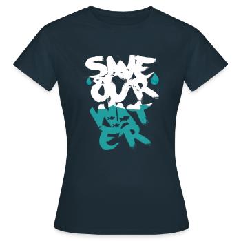 Sauvez notre eau - Eau - T-shirt Femme - marine - Devant - AI Model Female 172 dark (172cm)