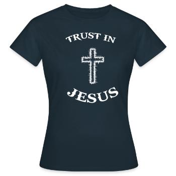 Jesus Christus Messias Religion Erlöser Gott - Frauen T-Shirt - Navy - Vorne - AI Model Female 172 dark (172cm)