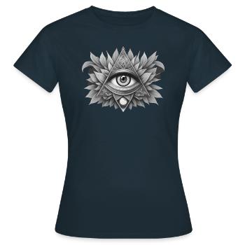 Illuminati Pyramid Eye Triangle Freemason - Women's T-Shirt - navy - Front - AI Model Female 172 dark (172cm)
