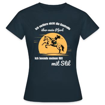 Ich verliere nicht die Kontrolle über mein Pferd - Frauen T-Shirt - Navy - Vorne - AI Model Female 172 dark (172cm)