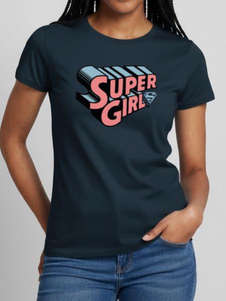 Supergirl Logo Original - Frauen T-Shirt - Navy - Vorne - AI Model Female 172 dark (172cm)