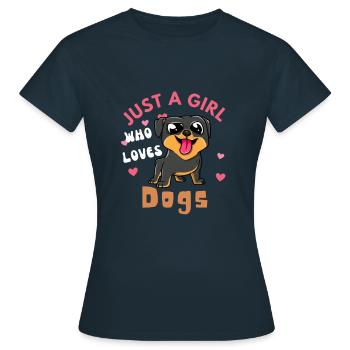 Nur ein Mädchen, das Hunde liebt - Frauen T-Shirt - Navy - Vorne - AI Model Female 172 dark (172cm)
