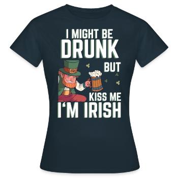 Le jour de la St Patricks : "Saying Kiss Me Im Irish Leprechaun - T-shirt Femme - marine - Devant - AI Model Female 172 dark (172cm)