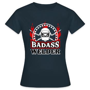 Badass Schweißer - Frauen T-Shirt - Navy - Vorne - AI Model Female 172 dark (172cm)