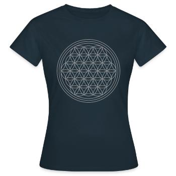 Fleur de vie en argent - T-shirt Femme - marine - Devant - AI Model Female 172 dark (172cm)