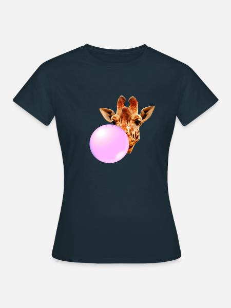 Giraffe Mit Kaugummi - Frauen T-Shirt - Navy