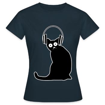 Katze Gaming Headset - Frauen T-Shirt - Navy - Vorne - AI Model Female 172 dark (172cm)
