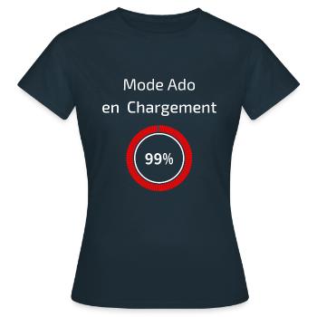 T-shirt Mode Ado - Mode Ado en Chargement - T-shirt Femme - marine - Devant - AI Model Female 172 dark (172cm)