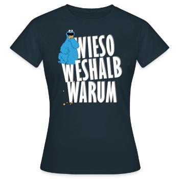 Sesamstraße Krümelmonster Wieso Weshalb Warum - Frauen T-Shirt - Navy - Vorne - AI Model Female 172 dark (172cm)