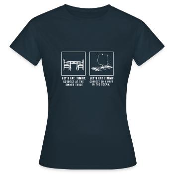 Ein Komma Kann Leben Retten - Frauen T-Shirt - Navy - Vorne - AI Model Female 172 dark (172cm)