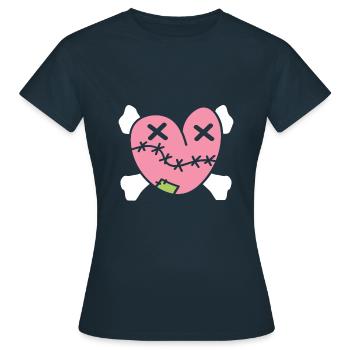 Trauriges Herz mit Knochen - Halloween - Frauen T-Shirt - Navy - Vorne - AI Model Female 172 dark (172cm)