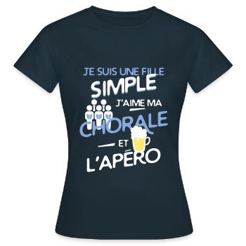 Chorale - une fille simple - T-shirt Femme - marine - Devant - AI Model Female 172 dark (172cm)