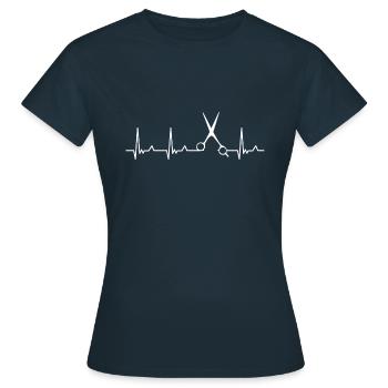 Herzschlag Friseur Salon Haarschnitt Geschenkidee - Frauen T-Shirt - Navy - Vorne - AI Model Female 172 dark (172cm)