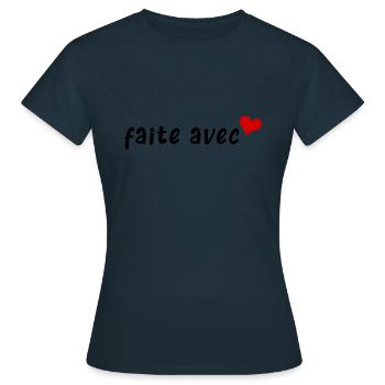 faite avec coeur - T-shirt Femme - marine - Devant - AI Model Female 172 dark (172cm)