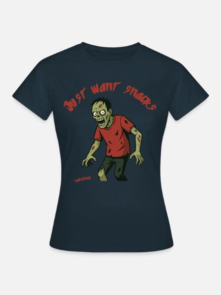 Just want snacks - Zombie - Frauen T-Shirt - Navy