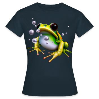 Frosch Wassertropfen - Frauen T-Shirt - Navy - Vorne - AI Model Female 172 dark (172cm)