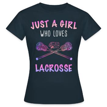 Lacrosse Sport Lacrosse Spieler - Frauen T-Shirt - Navy - Vorne - AI Model Female 172 dark (172cm)