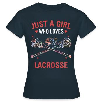 Lacrosse Sport Lacrosse Spieler - Frauen T-Shirt - Navy - Vorne - AI Model Female 172 dark (172cm)