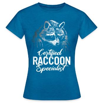 Raton laveur - T-shirt Femme - bleu saphir antique chiné - Devant - AI Model Female 172 dark (172cm)