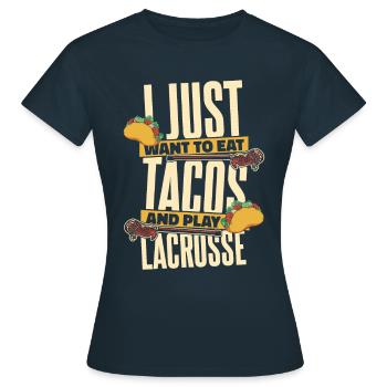 Lacrosse Sport Lacrosse Spieler - Frauen T-Shirt - Navy - Vorne - AI Model Female 172 dark (172cm)