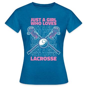 Sports de crosse Joueurs de crosse - T-shirt Femme - bleu saphir antique chiné - Devant - AI Model Female 172 dark (172cm)