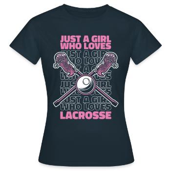 Lacrosse Sport Lacrosse Spieler - Frauen T-Shirt - Navy - Vorne - AI Model Female 172 dark (172cm)