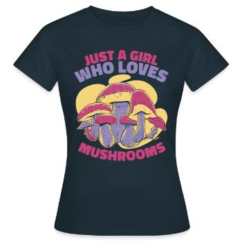 Pilz Pilze Funghi Champignon - Frauen T-Shirt - Navy - Vorne - AI Model Female 172 dark (172cm)