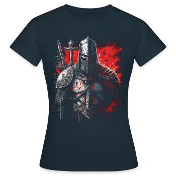Deus Vult Kreuzritter Tempelritter Mittelalter - Frauen T-Shirt - Navy - Vorne - AI Model Female 172 dark (172cm)