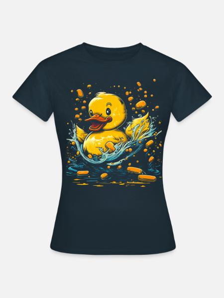 Gummienten Enten Badezimmer Gelbe Ente - Dame-T-shirt - marineblå