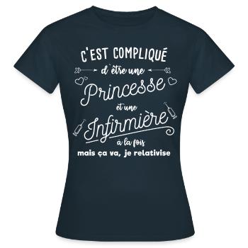 Humour infirmière - T-shirt Femme - marine - Devant - AI Model Female 172 dark (172cm)