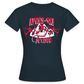 après-ski équipe - ski - hiver vacances d’hiver - T-shirt Femme - marine - Devant - AI Model Female 172 dark (172cm)