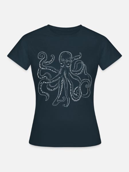 Octopus illustration octopus squid octopus - Women's T-Shirt - navy