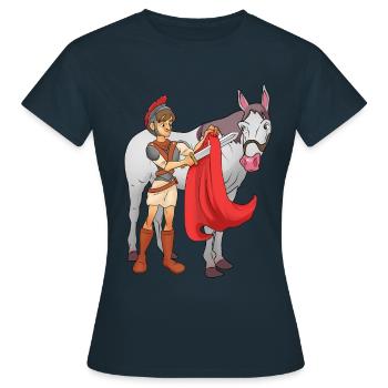 St Martin teilt seinen Mantel Cartoon - Frauen T-Shirt - Navy - Vorne - AI Model Female 172 dark (172cm)