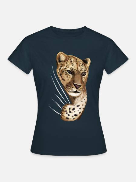 Leopard Leoparden Leopardenliebhaber Geschenk - Frauen T-Shirt - Navy