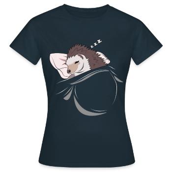 Sleeping and slumbering hedgehog - Women's T-Shirt - navy - Front - AI Model Female 172 dark (172cm)