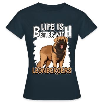 Leonberger Life Is Better With Leonbergers - Women's T-Shirt - navy - Front - AI Model Female 172 dark (172cm)