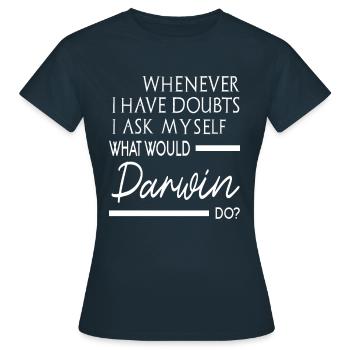 Que ferait Darwin ? - T-shirt Femme - marine - Devant - AI Model Female 172 dark (172cm)