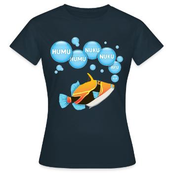 Humuhumunukunukuapua'a Hawaiianischer Riff-Drücker - Frauen T-Shirt - Navy - Vorne - AI Model Female 172 dark (172cm)