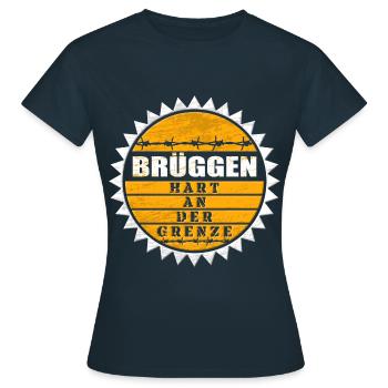 Brüggen - hart an der Grenze - Frauen T-Shirt - Navy - Vorne - AI Model Female 172 dark (172cm)