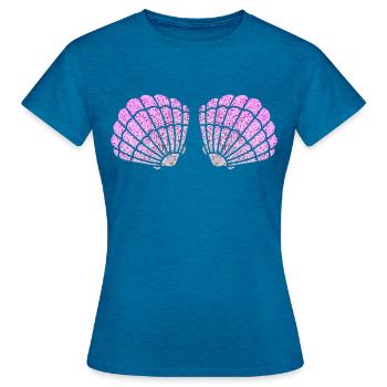 Soutien-gorge coque sirène Bikini sirène Rose - T-shirt Femme - bleu saphir antique chiné - Devant - AI Model Female 172 dark (172cm)