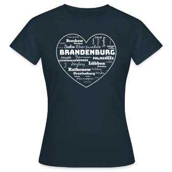 Brandenburg Herz weiss Bundesland - Frauen T-Shirt - Navy - Vorne - AI Model Female 172 dark (172cm)