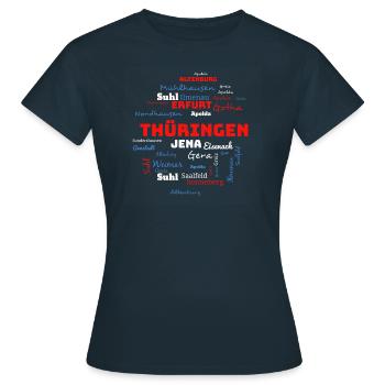 Thüringen Geschenk Bundesland Städte - Frauen T-Shirt - Navy - Vorne - AI Model Female 172 dark (172cm)