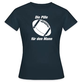 Geschenkidee - Die Pille fuer den Mann - Frauen T-Shirt - Navy - Vorne - AI Model Female 172 dark (172cm)