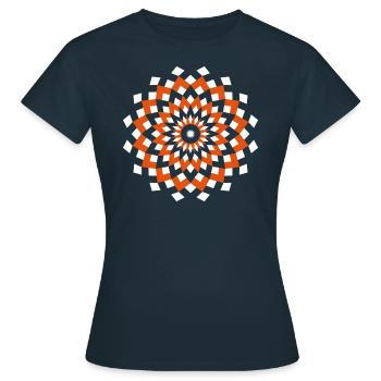 Orange white diamond mandala - Women's T-Shirt - navy - Front - AI Model Female 172 dark (172cm)