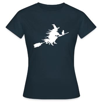 Sorcière sur le balai - T-shirt Femme - marine - Devant - AI Model Female 172 dark (172cm)