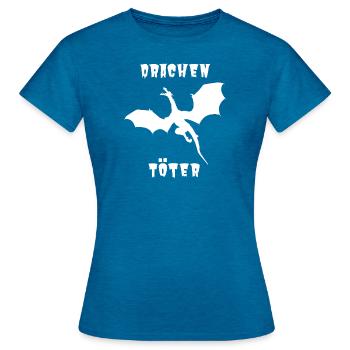 Dragon-2000 Gamer Jeu de rôle Cadeau - T-shirt Femme - bleu saphir antique chiné - Devant - AI Model Female 172 dark (172cm)