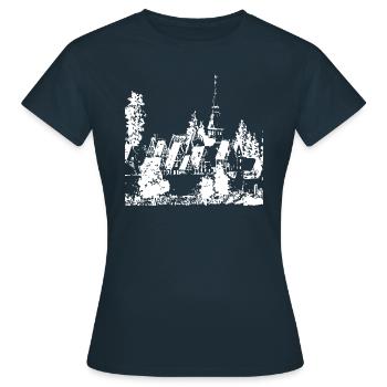 Mon vieux village - village historique à la maison - T-shirt Femme - marine - Devant - AI Model Female 172 dark (172cm)
